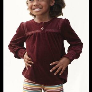 Girls Matildada Jane Burgundy Velour Shirt Top Sz 8
